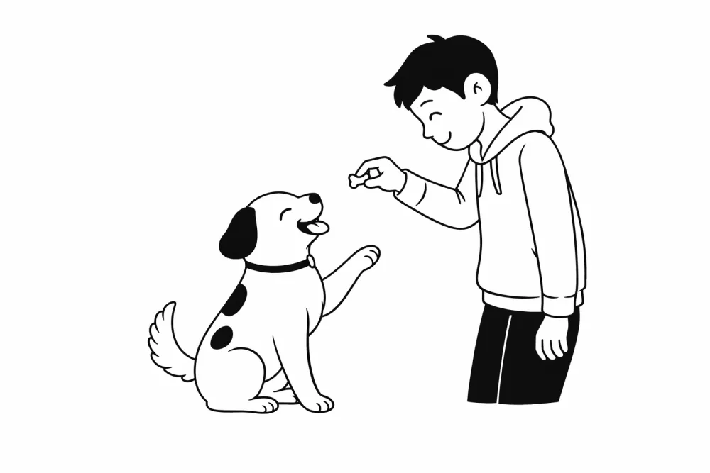 Puppy leert pootje geven tijdens de puppytraining in Hoorn
